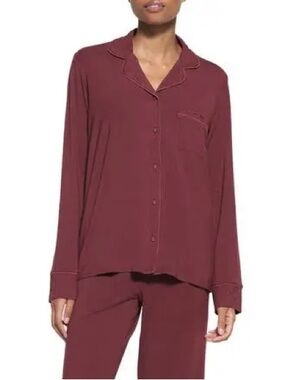 Skims Women's Long Sleeve Button up only  - Burgundy